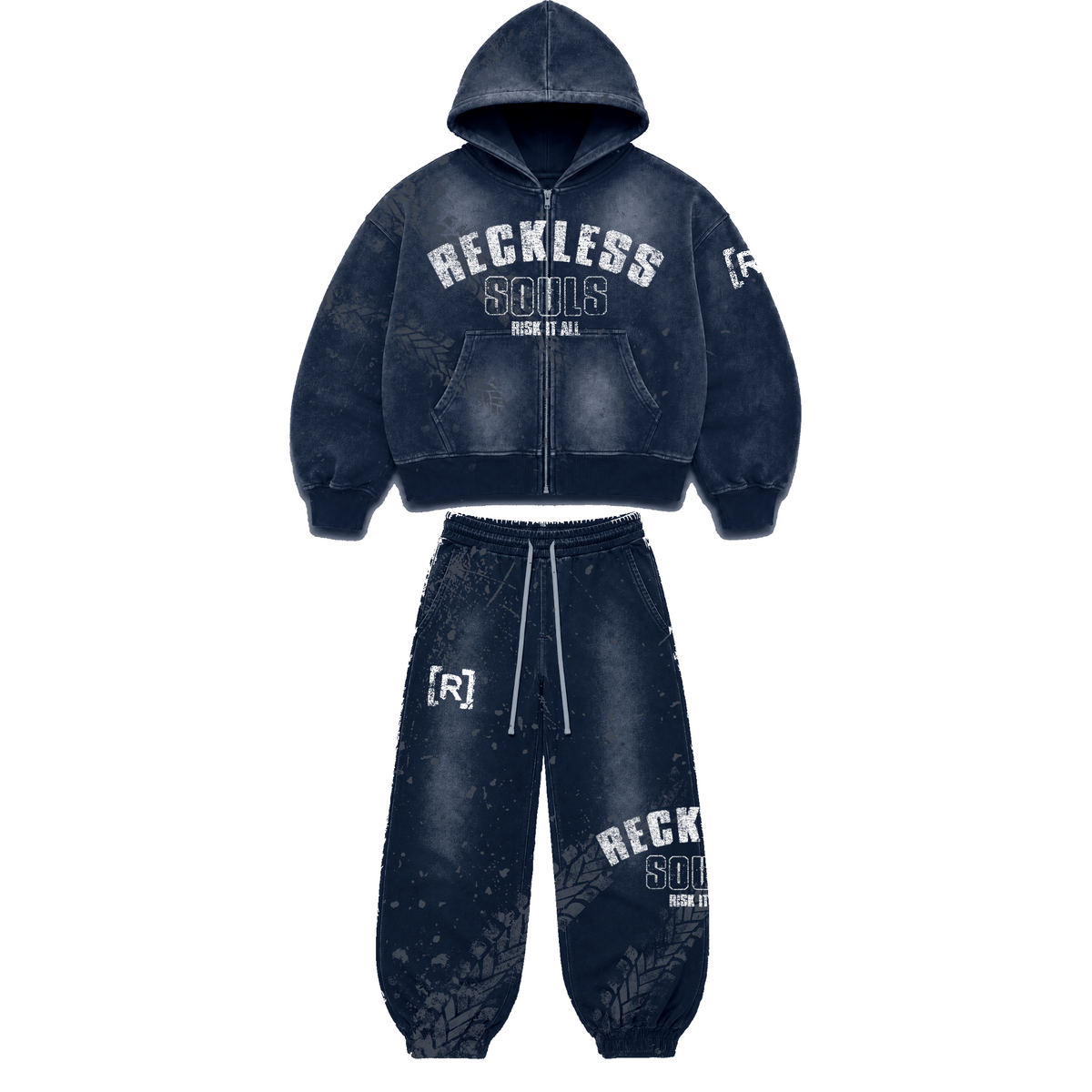 NAVY BLUE "RISK IT ALL" SWEATSUIT